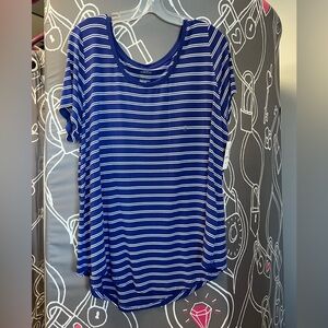 Michel Studio Blue and White Striped Tee size 2X